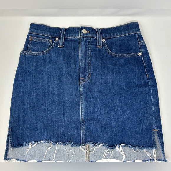 Madewell Denim Mini Skirt Size 27 Frayed Hem‎ High Waist - Picture 1 of 8